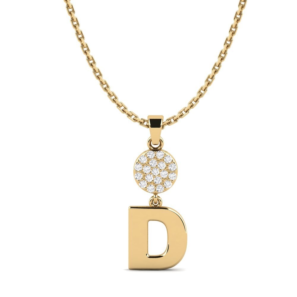 Gelbgold 750 Weißer Saphir Damen anhänger Pruneau - D