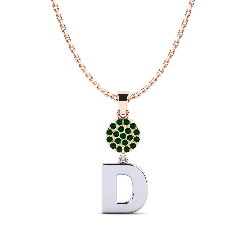 585 Rot & Weißgold Grüner Zirkonia Damen anhänger Pruneau - D
