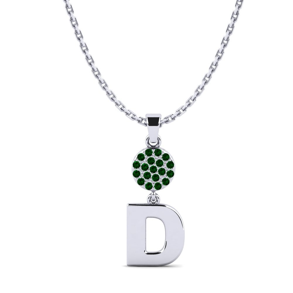 950 Palladium Grüner Zirkonia Damen anhänger Pruneau - D