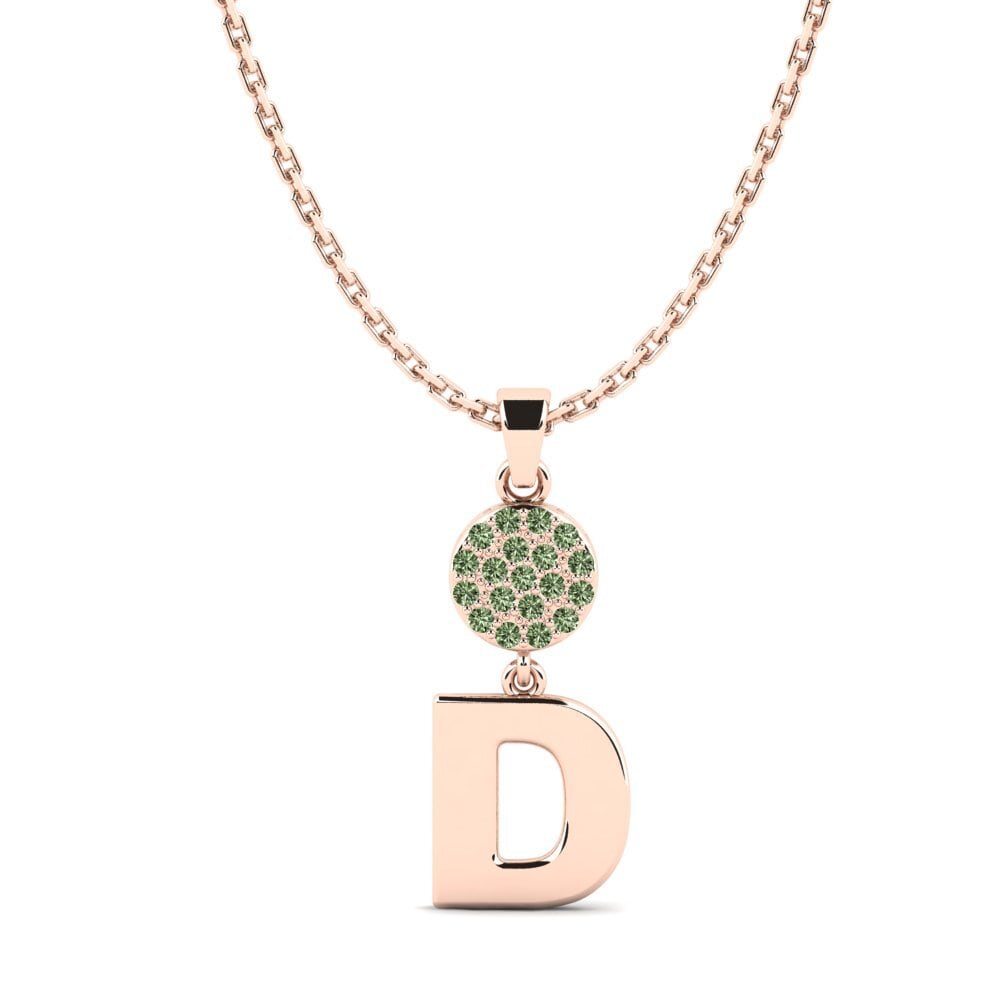Rotgold 585 Grüner Diamant Damen anhänger Pruneau - D