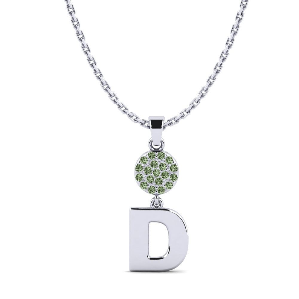 950 Palladium Grüner Diamant Damen anhänger Pruneau - D