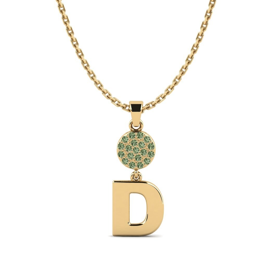 Gelbgold 585 Grüner Diamant Damen anhänger Pruneau - D