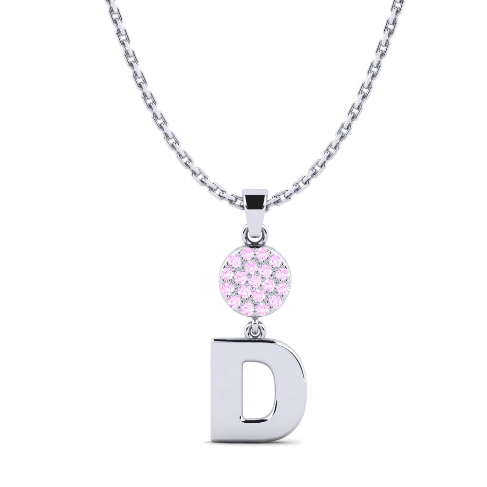 Weißgold 750 Rosa Saphir Damen anhänger Pruneau - D