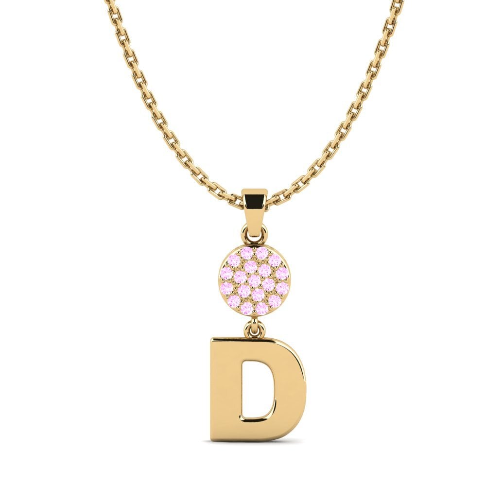 Gelbgold 750 Rosa Saphir Damen anhänger Pruneau - D