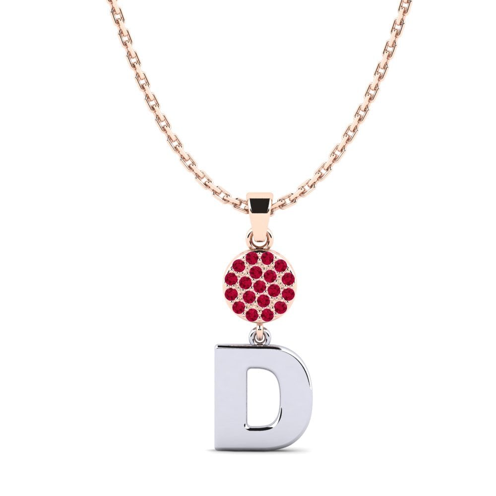 9ct Rose & White Gold Ruby Women's Pendant Pruneau - D