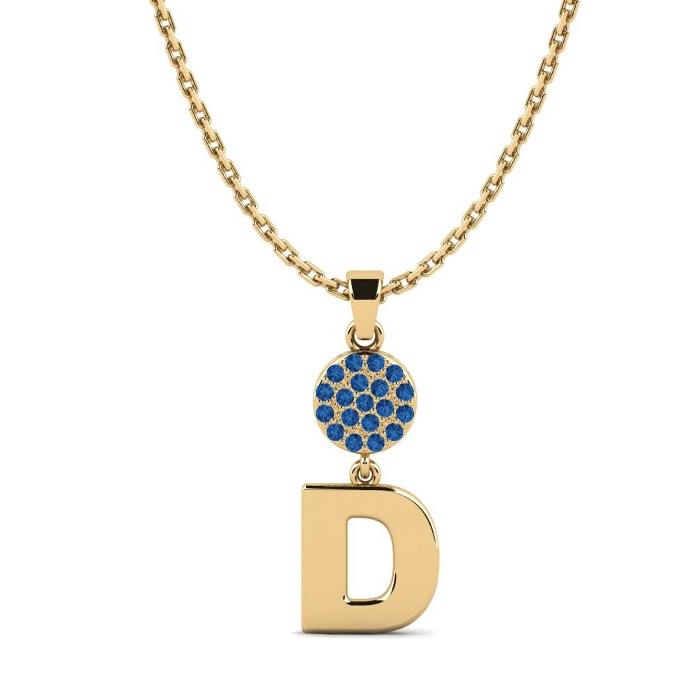 Gelbgold 585 Dunkelblauer Zirkonia Damen anhänger Pruneau - D