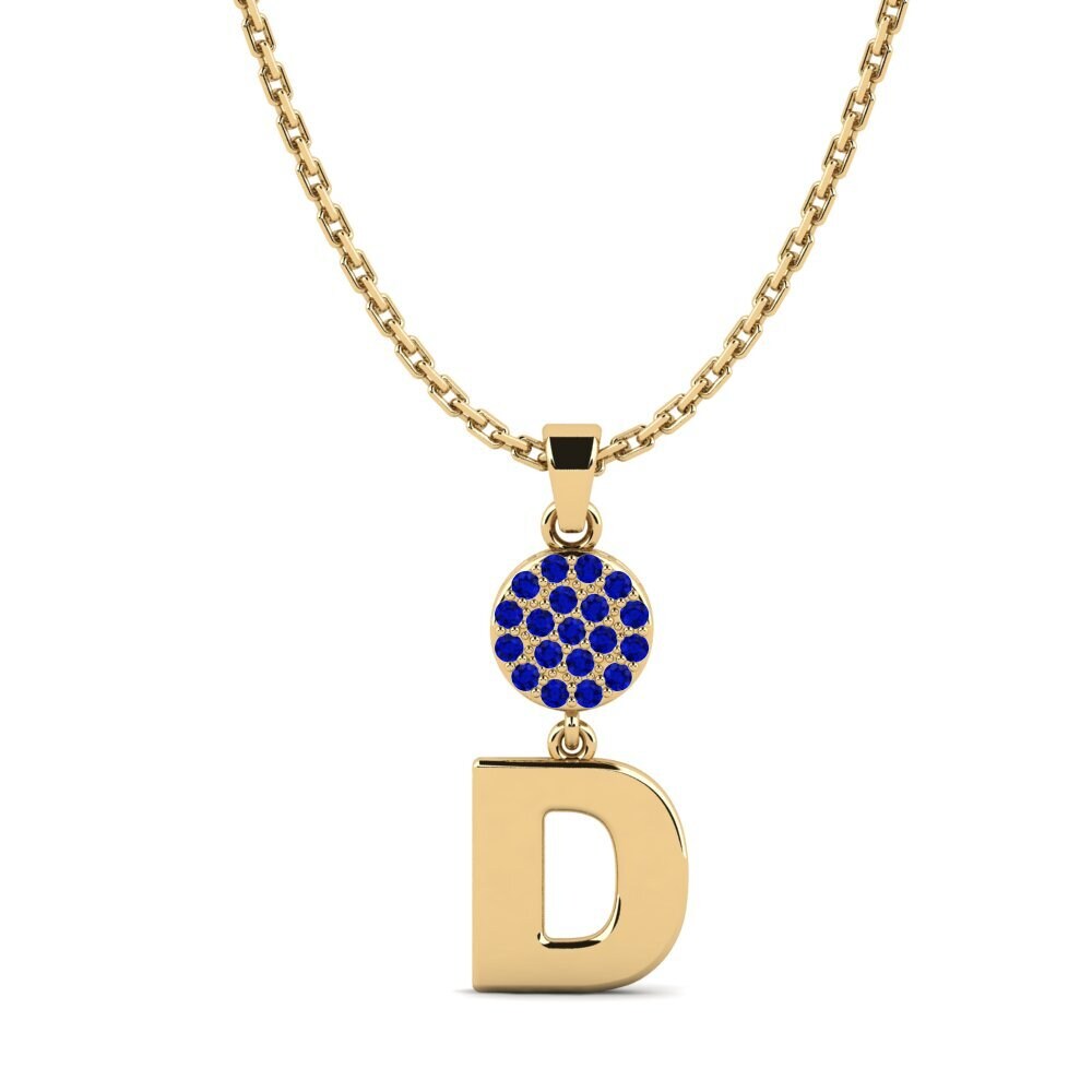 Gelbgold 585 Saphir Damen anhänger Pruneau - D
