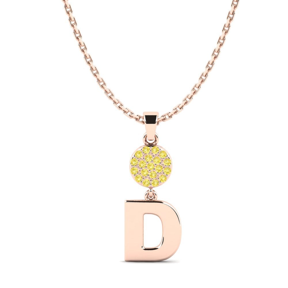 Rotgold 750 Gelber Saphir Damen anhänger Pruneau - D