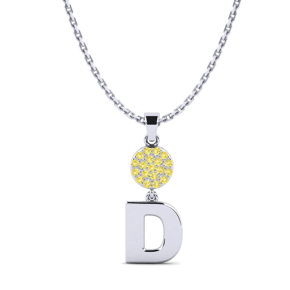 Weißgold 750 Gelber Saphir Damen anhänger Pruneau - D