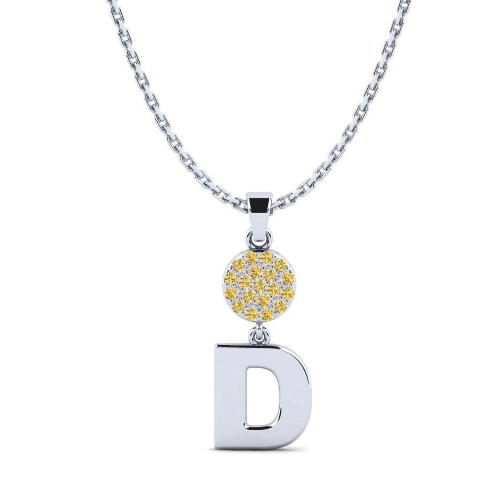Weißgold 585 Gelber Diamant Damen anhänger Pruneau - D