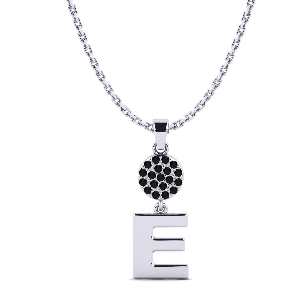 Weißgold 585 Schwarzer Saphir Damen anhänger Pruneau - E