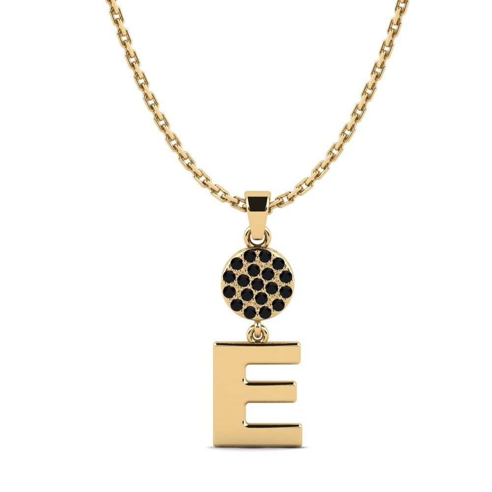 Gelbgold 585 Schwarzer Saphir Damen anhänger Pruneau - E
