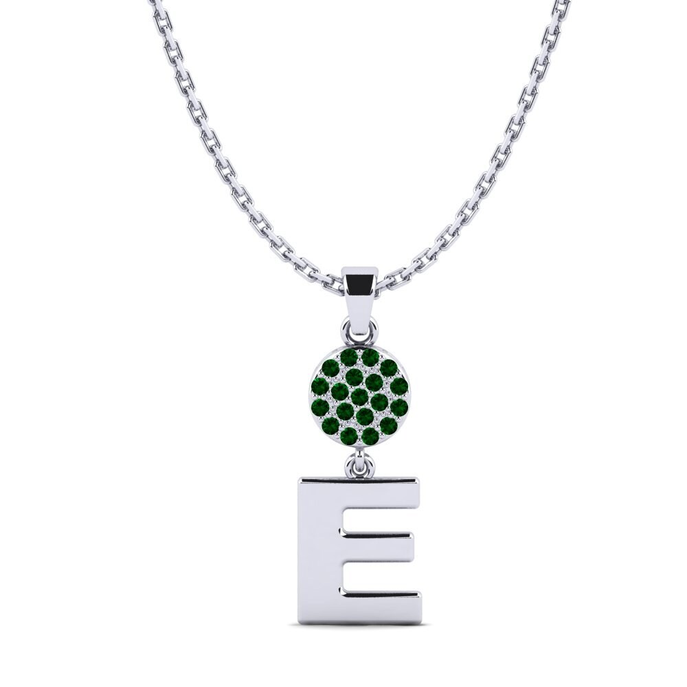 950 Palladium Grüner Zirkonia Damen anhänger Pruneau - E