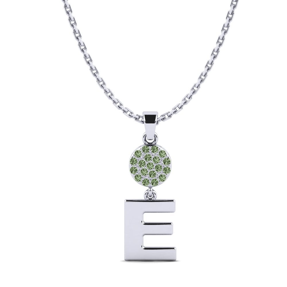 950 Palladium Grüner Diamant Damen anhänger Pruneau - E