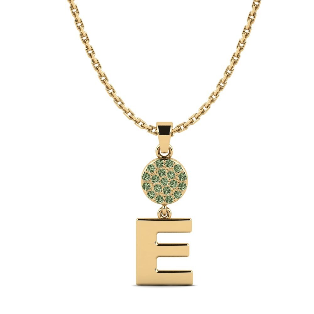 Gelbgold 585 Grüner Diamant Damen anhänger Pruneau - E