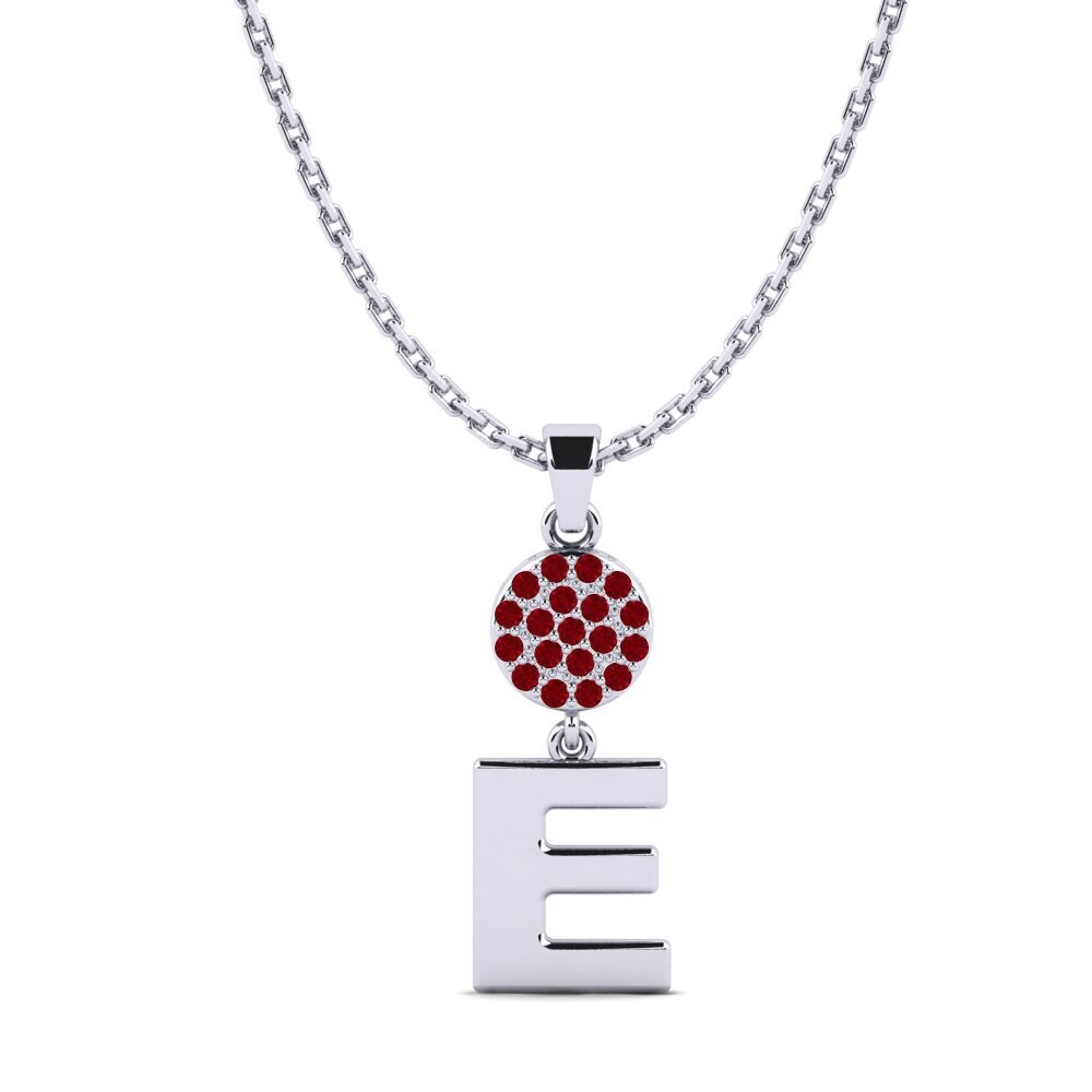 950 Palladium Roter Zirkonia Damen anhänger Pruneau - E