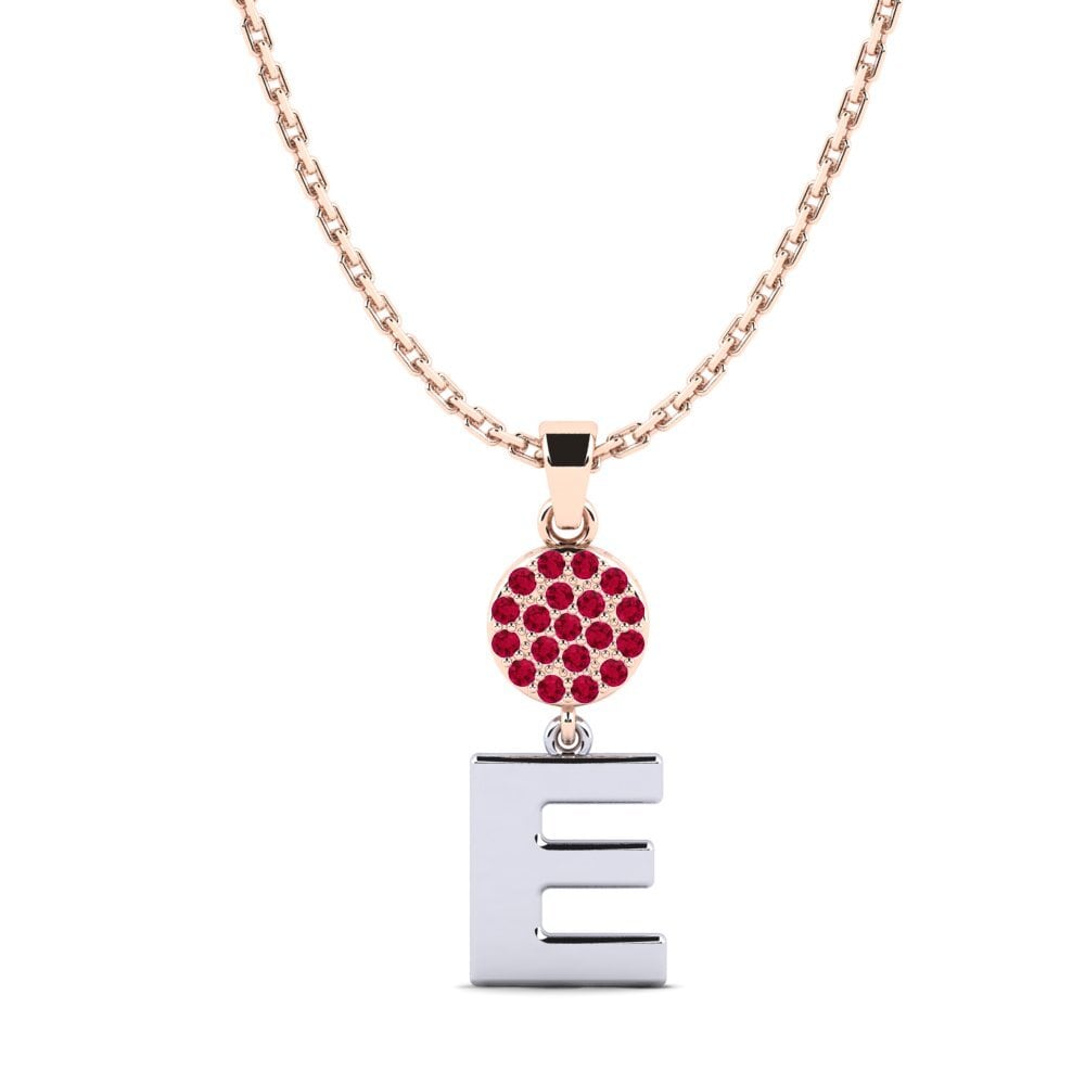 9ct Rose & White Gold Ruby Women's Pendant Pruneau - E