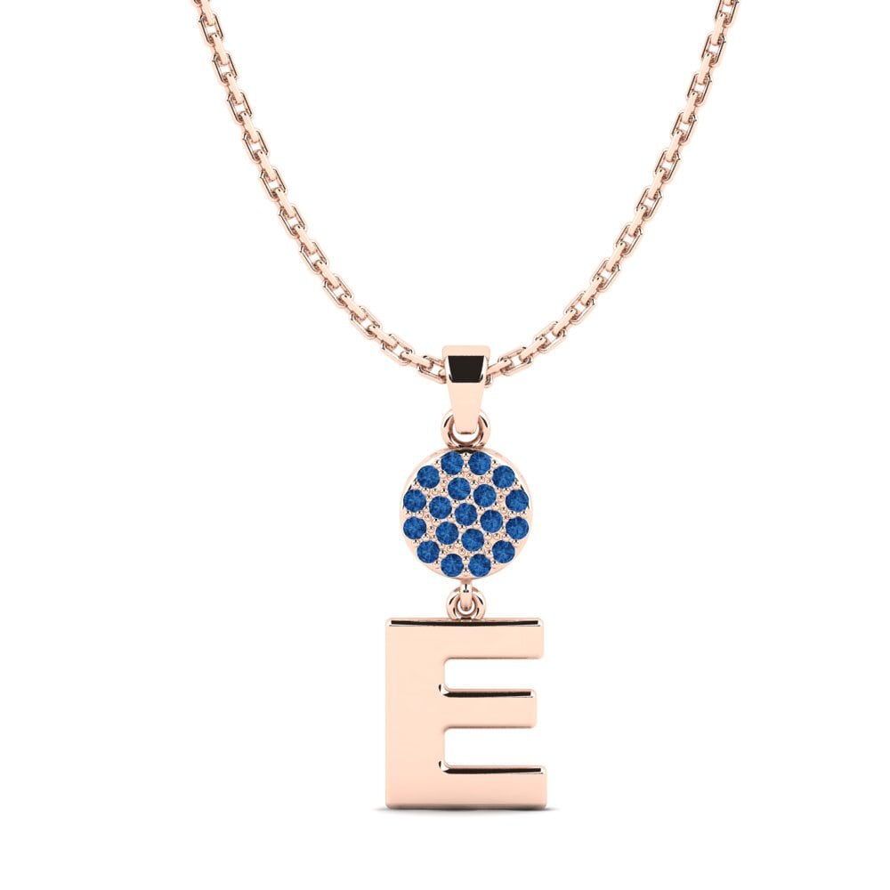 Rotgold 585 Dunkelblauer Zirkonia Damen anhänger Pruneau - E