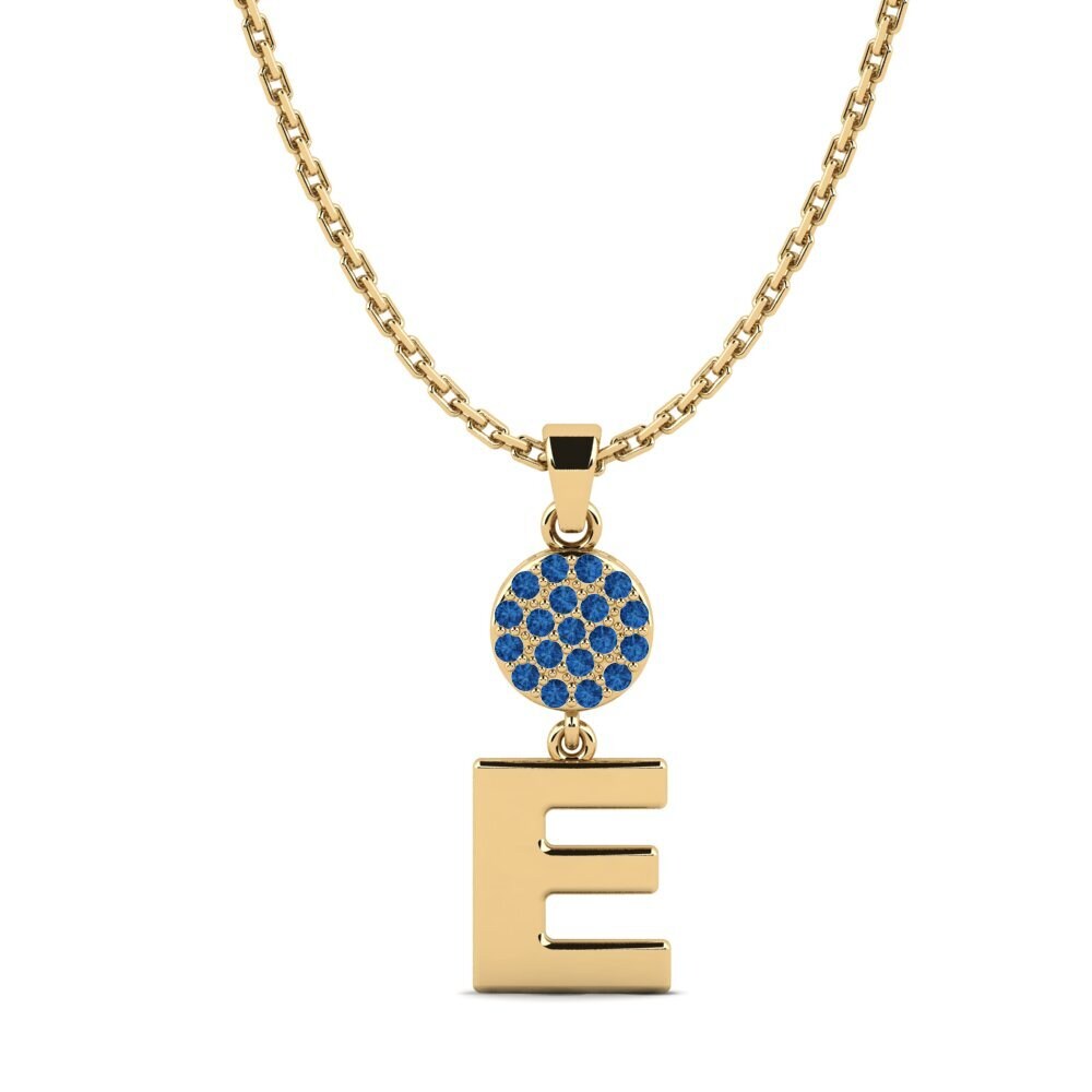Gelbgold 585 Dunkelblauer Zirkonia Damen anhänger Pruneau - E