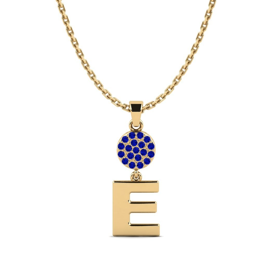 Gelbgold 585 Saphir Damen anhänger Pruneau - E