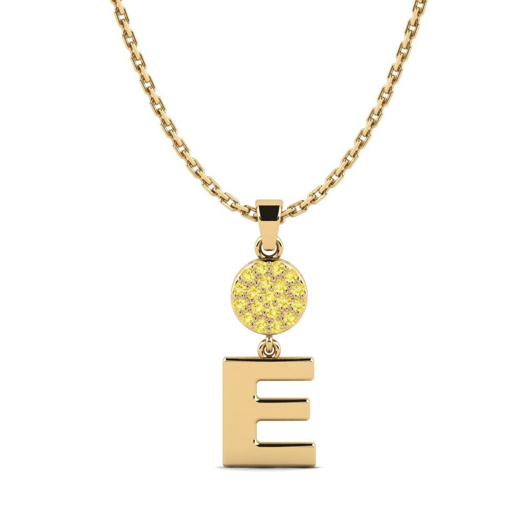 Gelbgold 585 Gelber Saphir Damen anhänger Pruneau - E