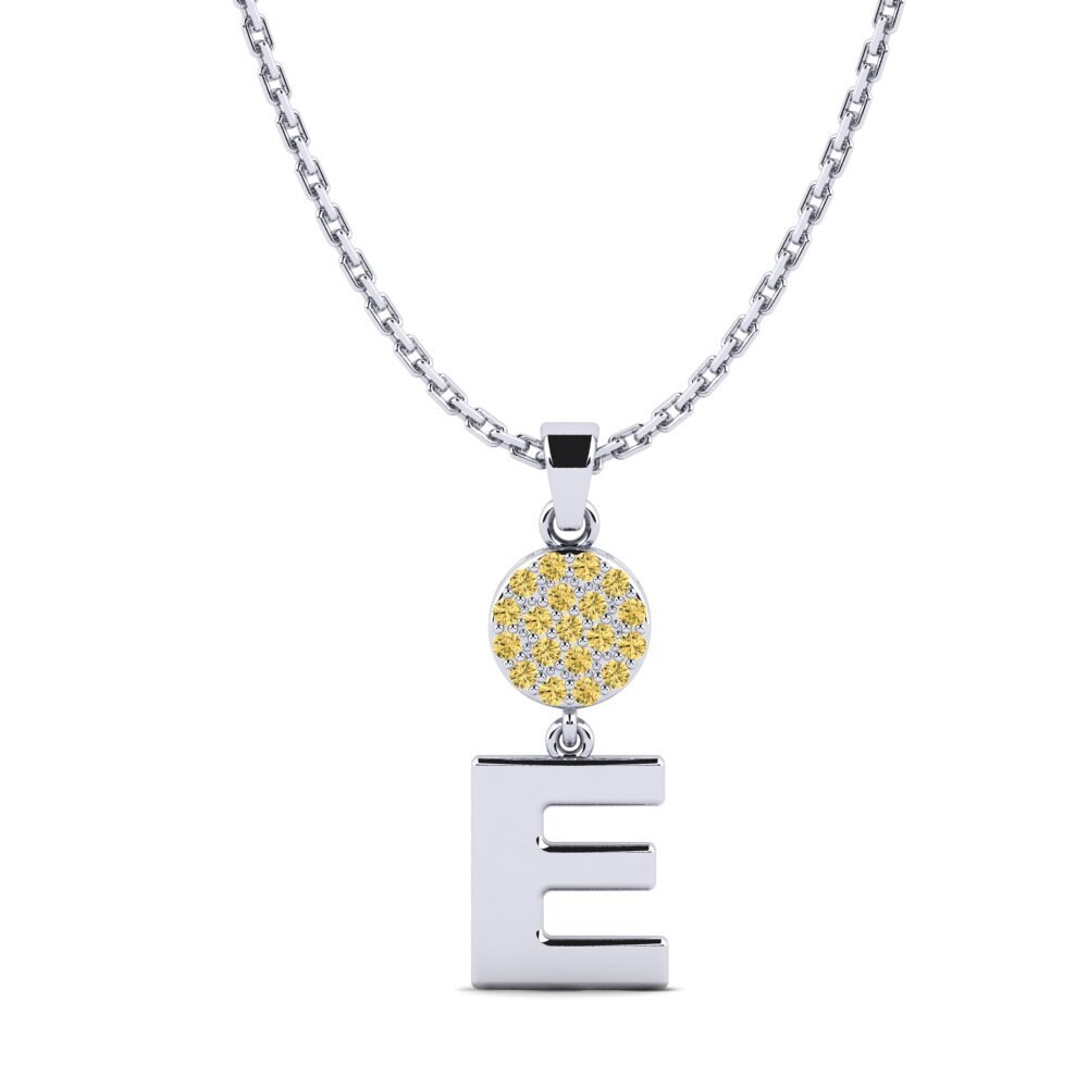 Weißgold 585 Gelber Diamant Damen anhänger Pruneau - E