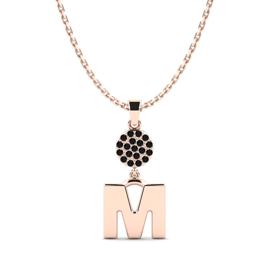 Rotgold 585 Schwarzer Diamant Damen anhänger Pruneau - M