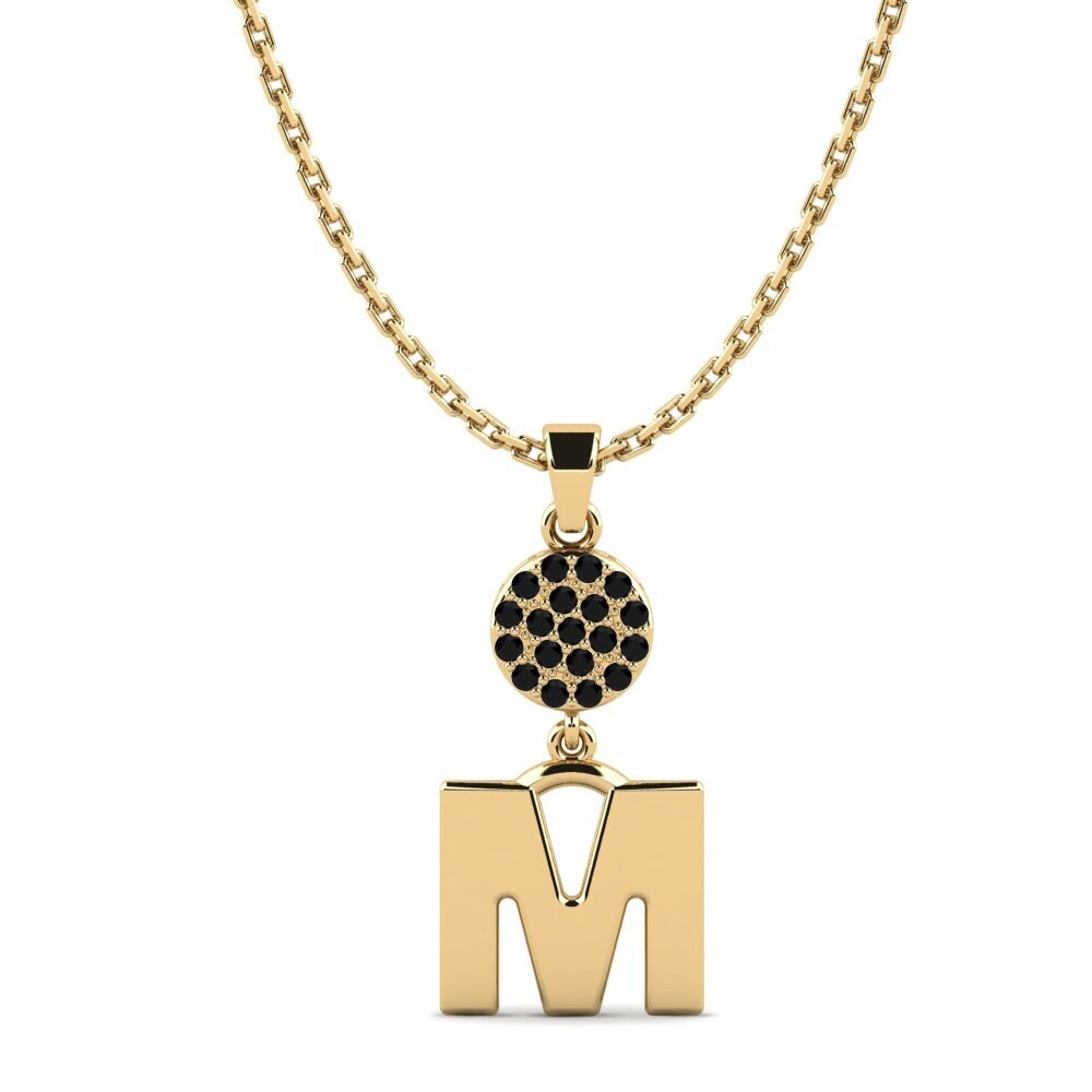 Gelbgold 750 Schwarzer Diamant Damen anhänger Pruneau - M