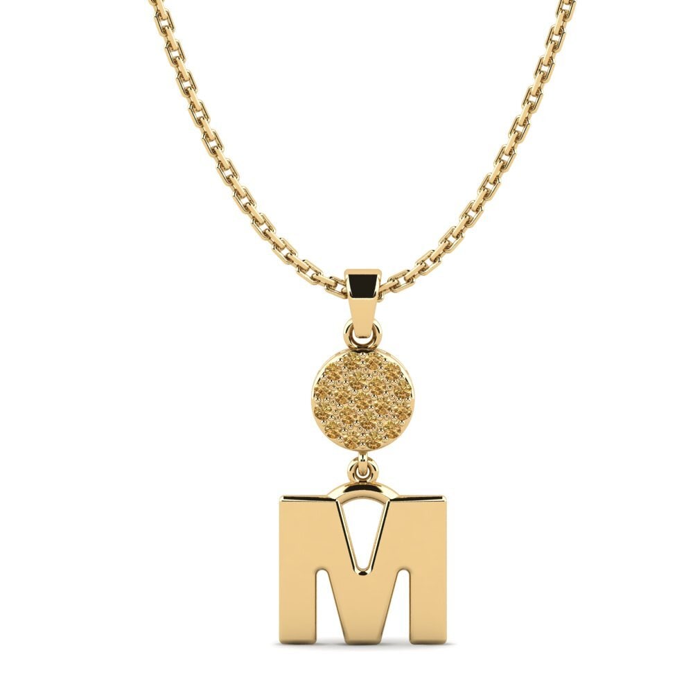 Gelbgold 585 Brauner Diamant Damen anhänger Pruneau - M