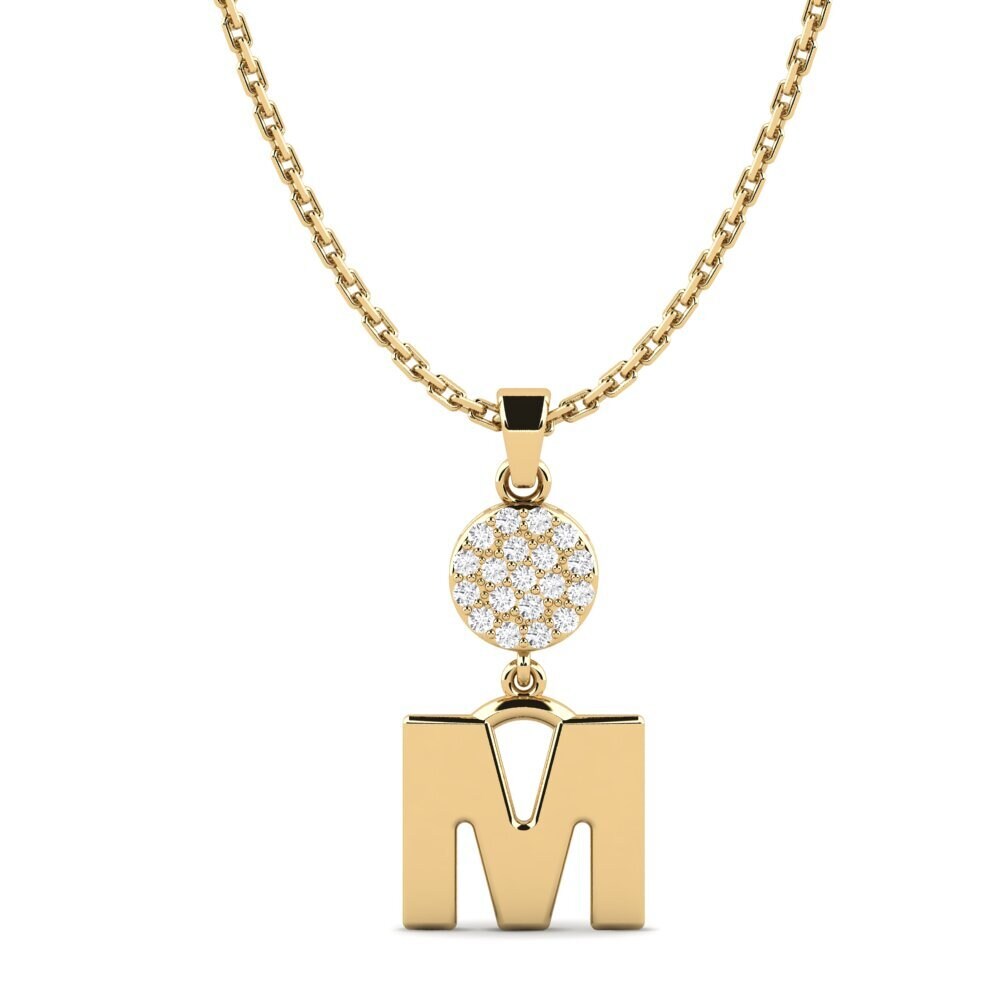 Gelbgold 750 Weißer Saphir Damen anhänger Pruneau - M