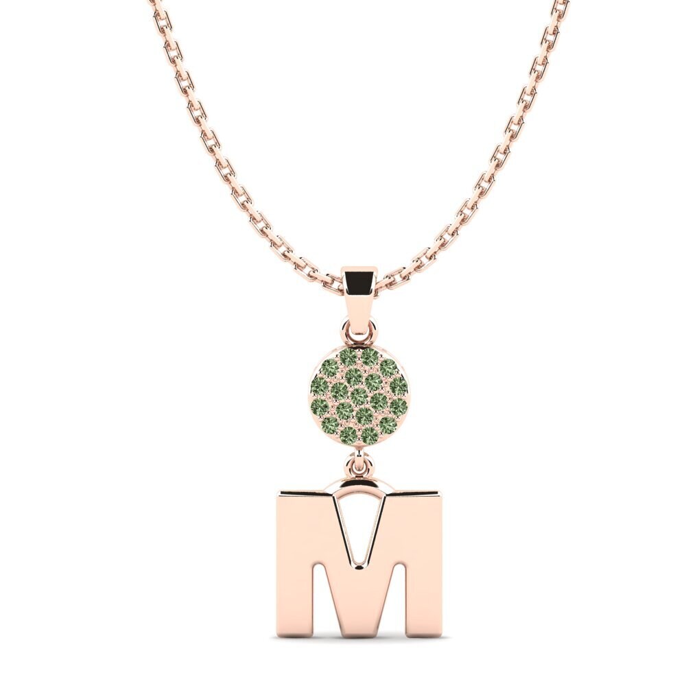Rotgold 585 Grüner Diamant Damen anhänger Pruneau - M