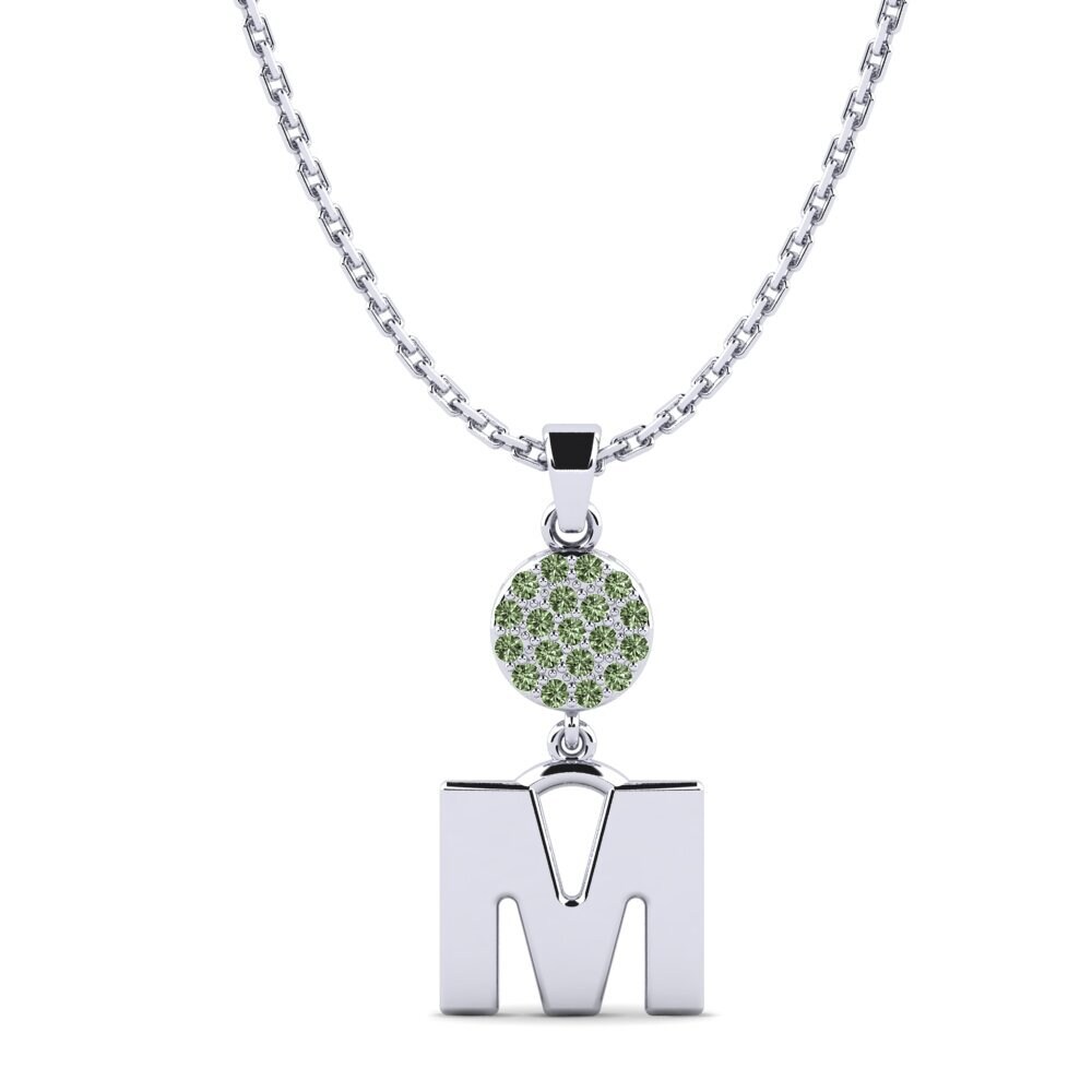 950 Palladium Grüner Diamant Damen anhänger Pruneau - M