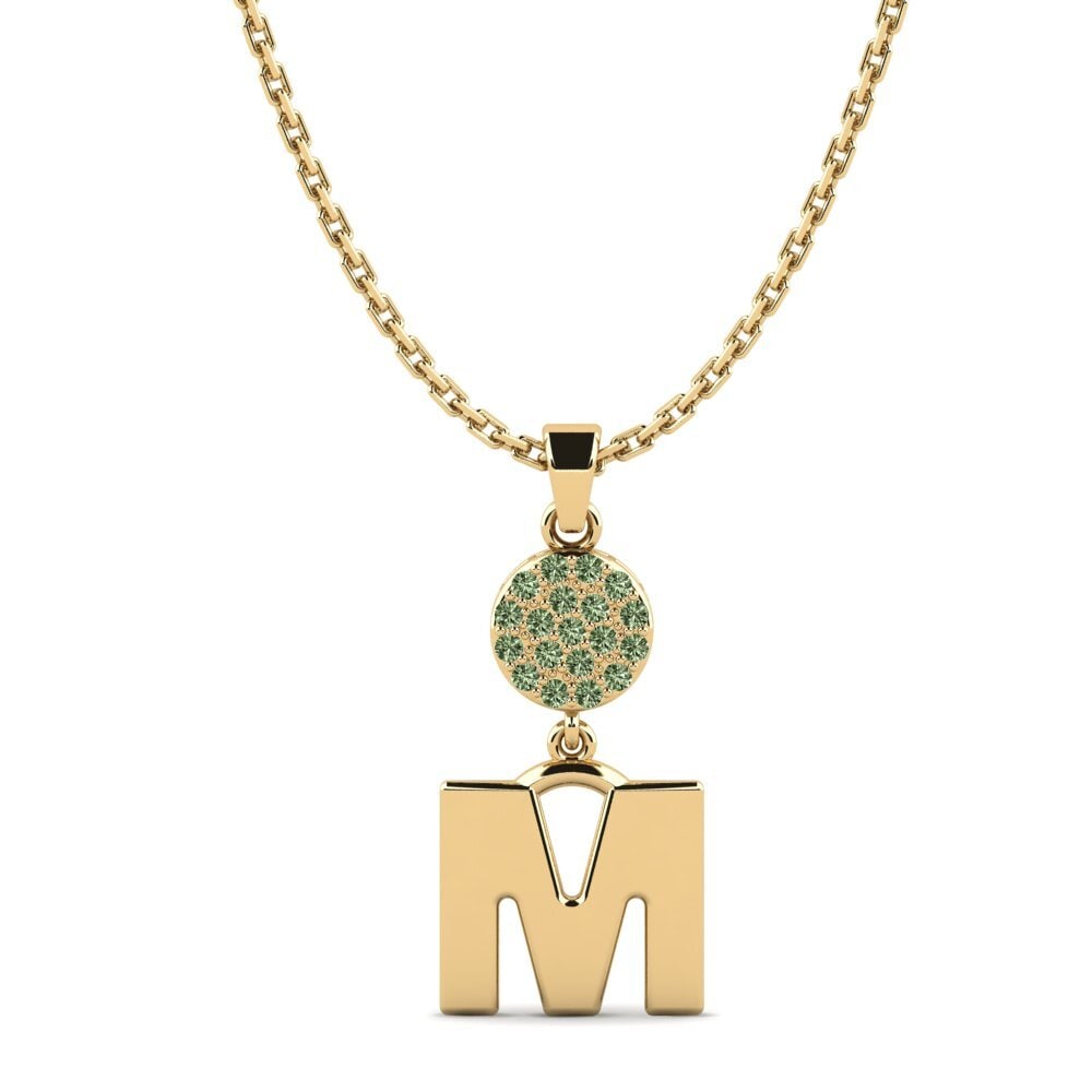 Gelbgold 585 Grüner Diamant Damen anhänger Pruneau - M