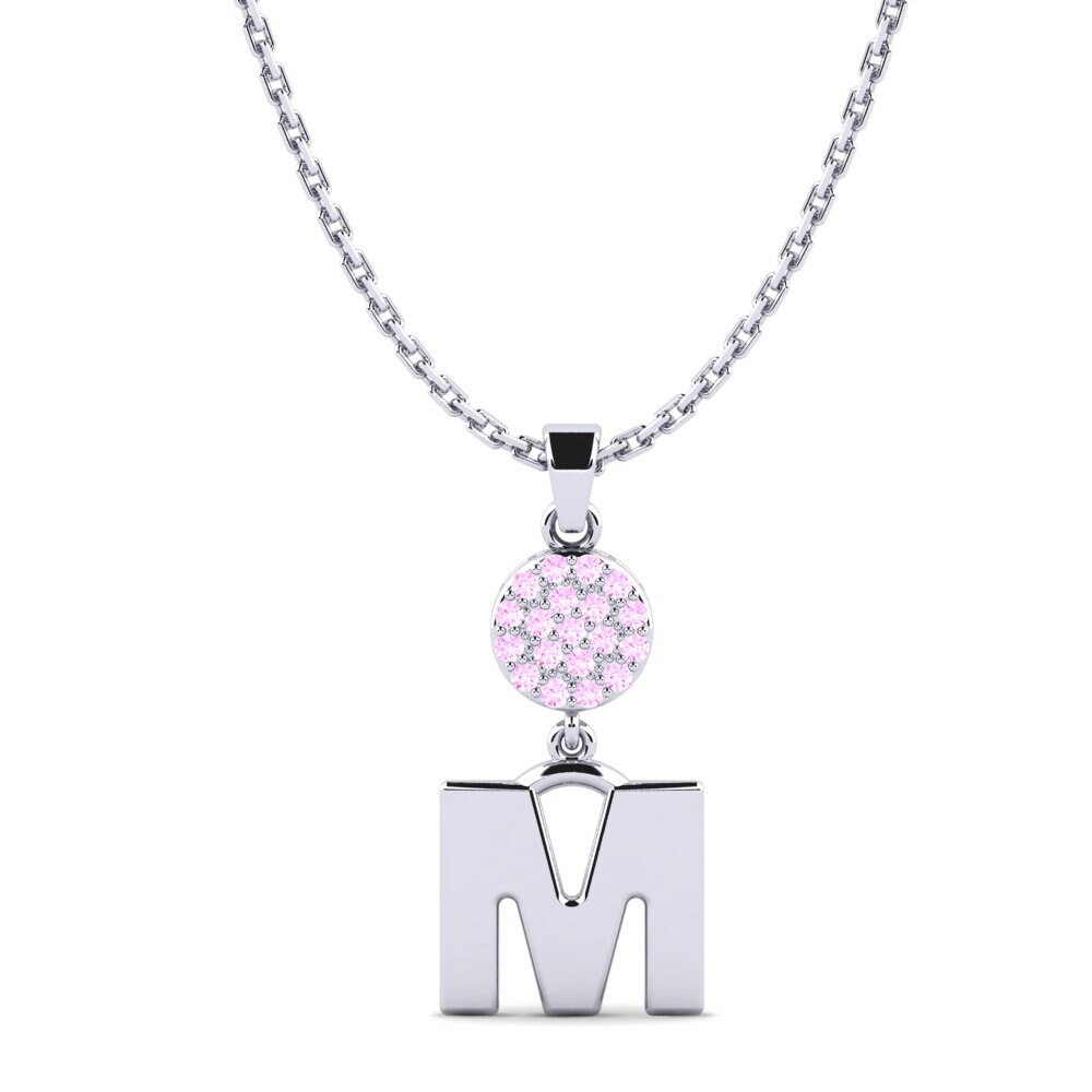 Weißgold 750 Rosa Saphir Damen anhänger Pruneau - M
