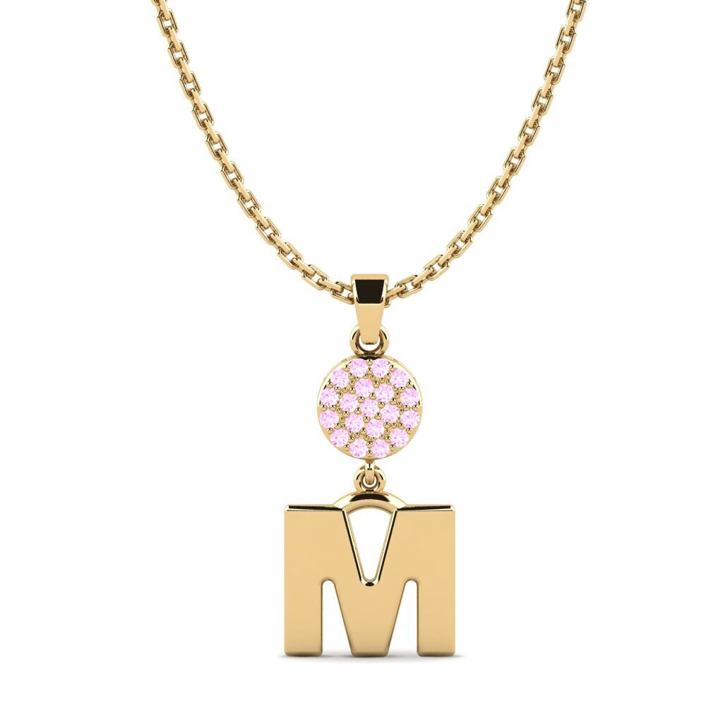 Gelbgold 750 Rosa Saphir Damen anhänger Pruneau - M