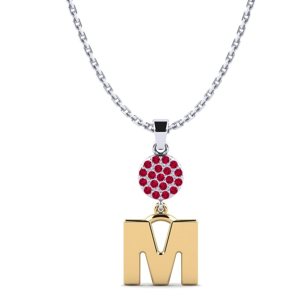 585 Weiß & Gelbgold Rubin Damen anhänger Pruneau - M