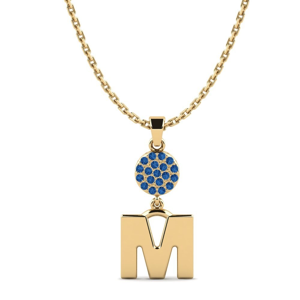 Gelbgold 585 Dunkelblauer Zirkonia Damen anhänger Pruneau - M