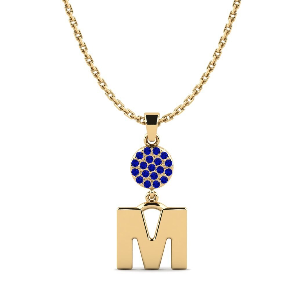 Gelbgold 585 Saphir Damen anhänger Pruneau - M