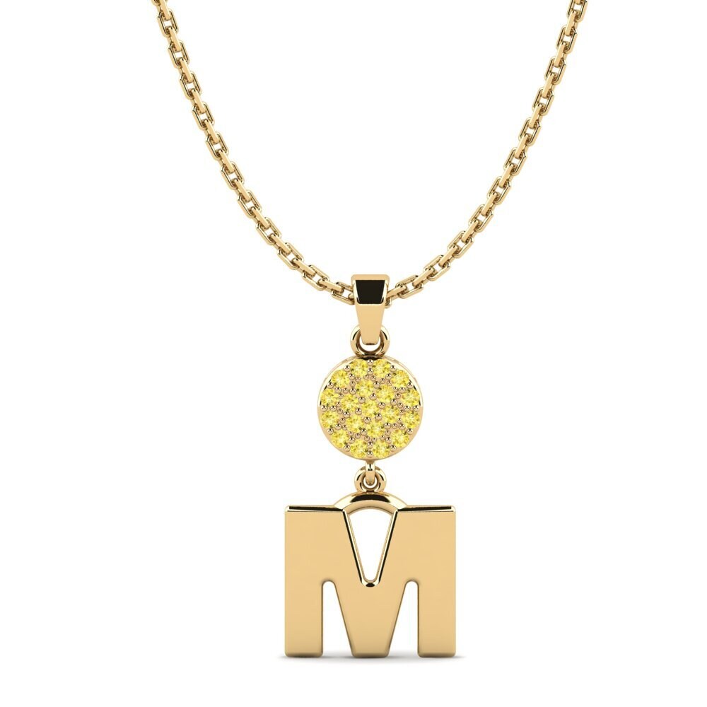 Gelbgold 585 Gelber Saphir Damen anhänger Pruneau - M