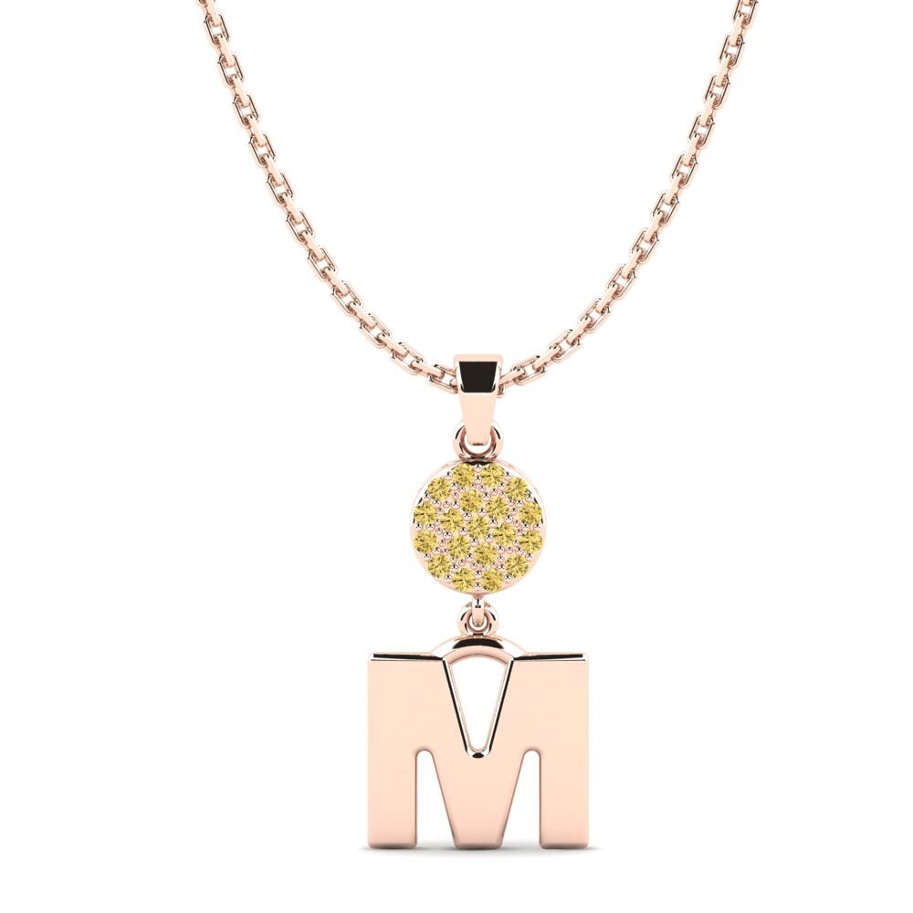 Rotgold 585 Gelber Diamant Damen anhänger Pruneau - M