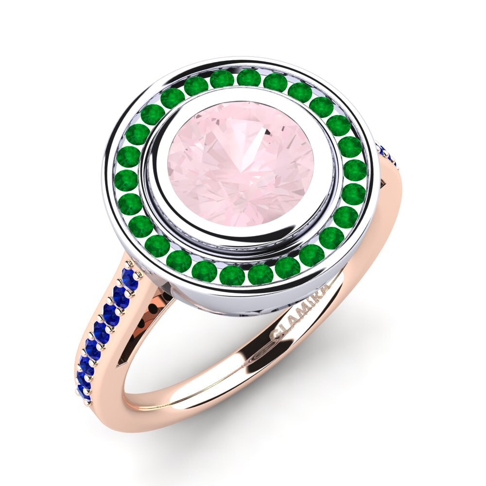 14K Rood & Wit Goud Rozenkwarts Verlovingsring Prunella