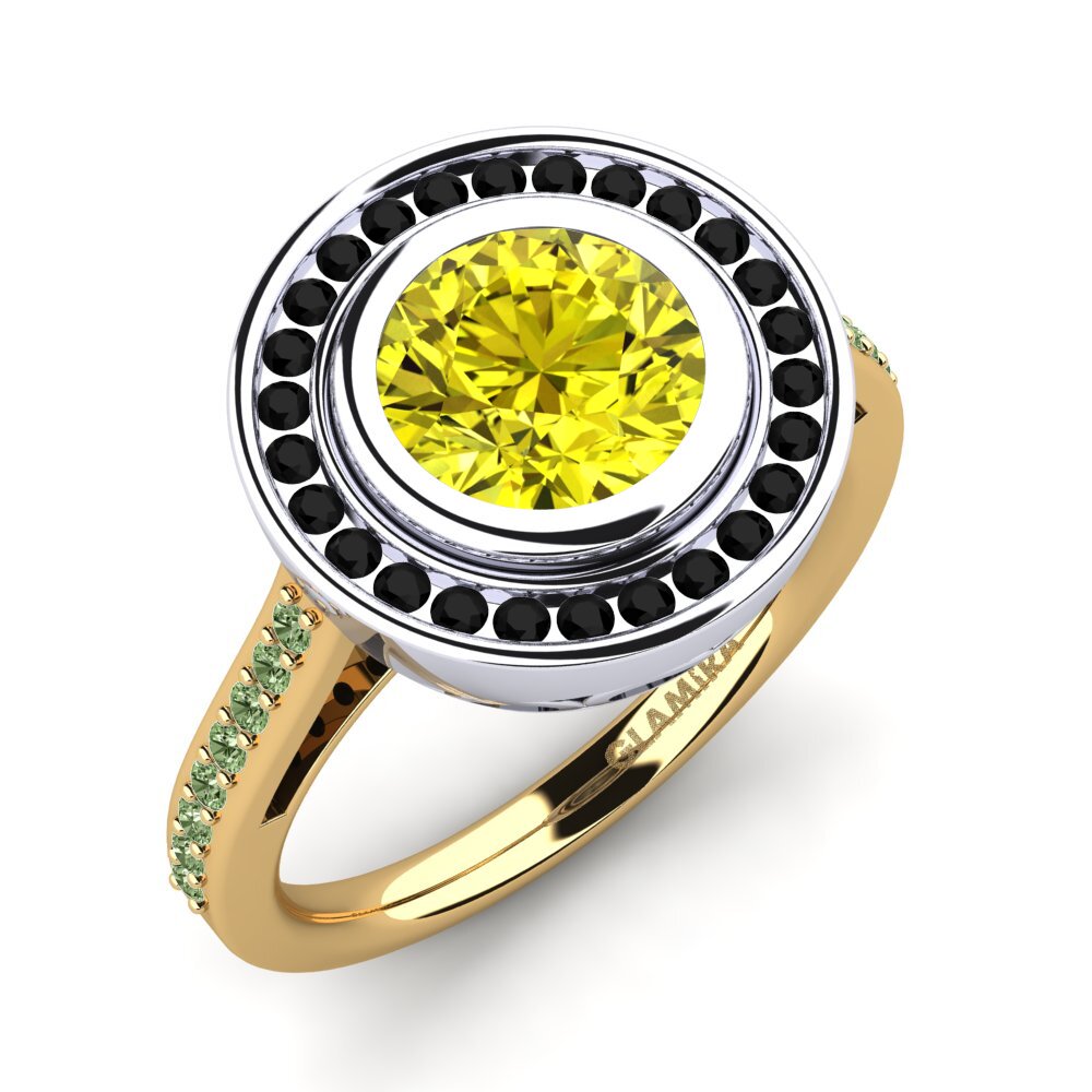 18k Oro Amarillo & Blanco Anillo de compromiso Prunella