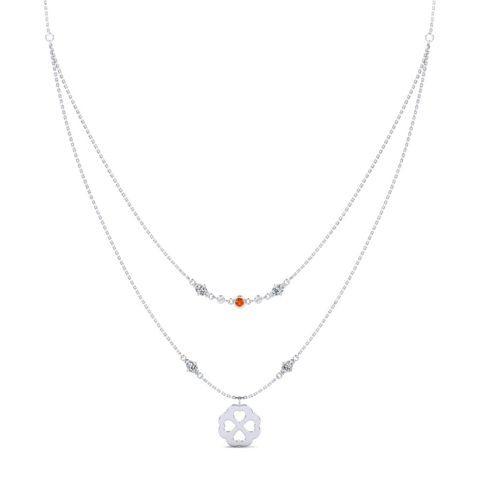 Zafiro Naranja Collar de Mujer Ptylluc