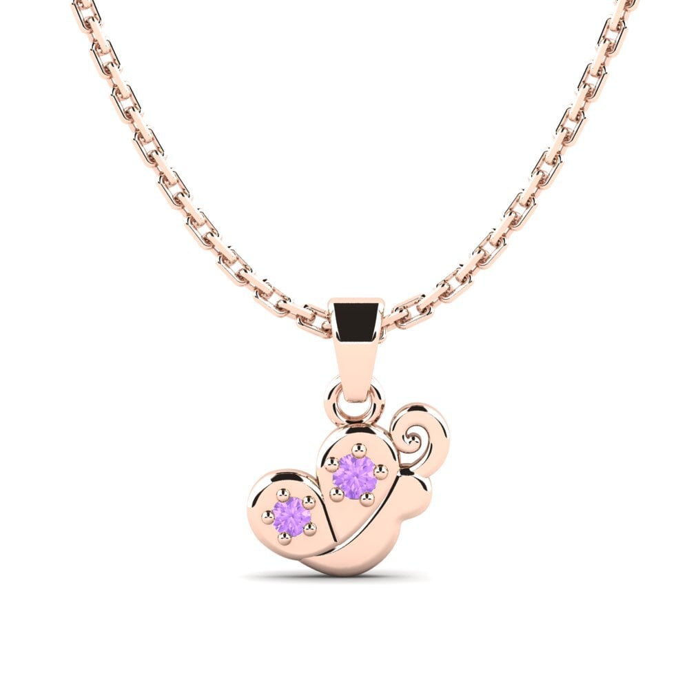 14k Oro Rosa Amatista Colgante para Niño Puawai