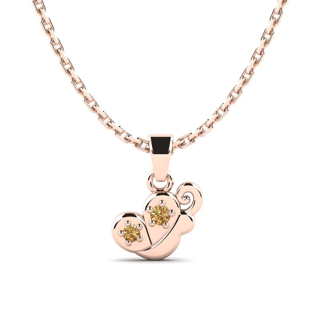 14k Oro Rosa Diamante Marrón Colgante para Niño Puawai