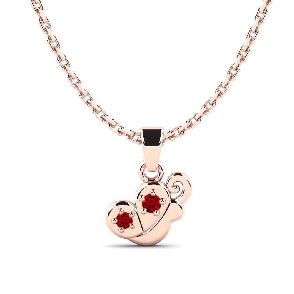14k Oro Rosa Circonita Roja Colgante para Niño Puawai