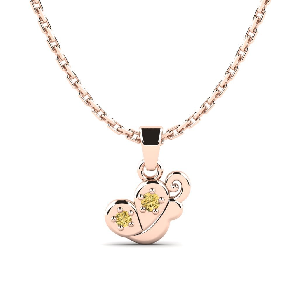14k Oro Rosa Diamante Amarillo Colgante para Niño Puawai