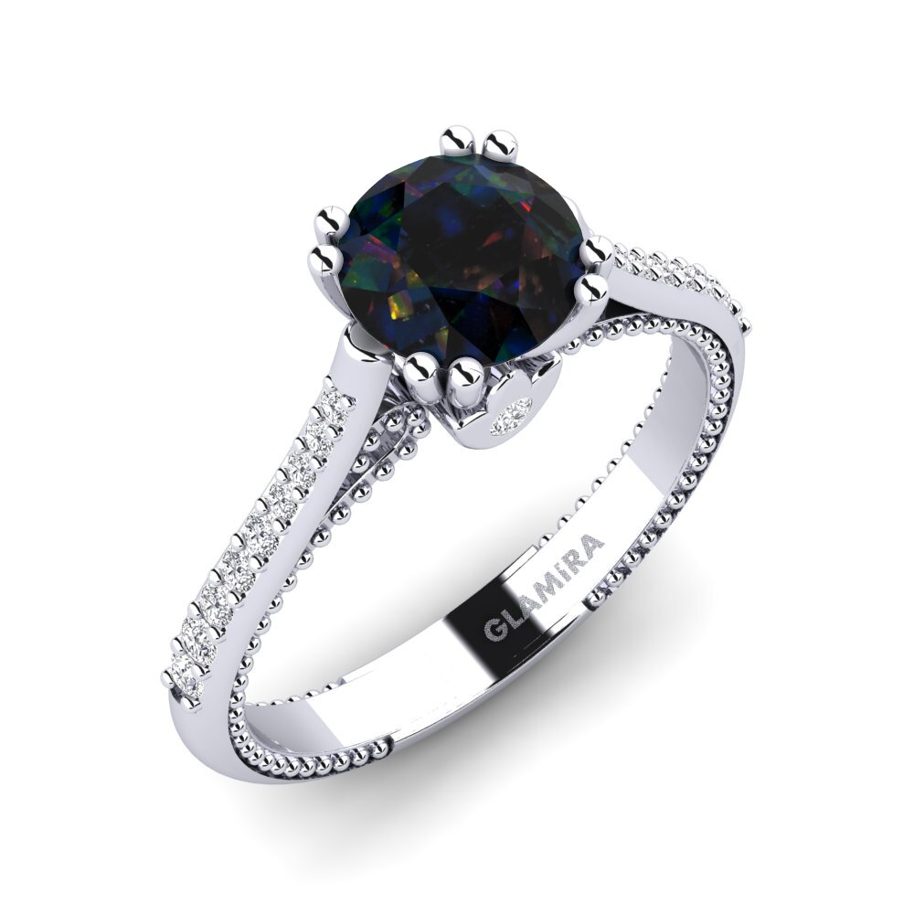 Black Opal Engagement Ring Puerza