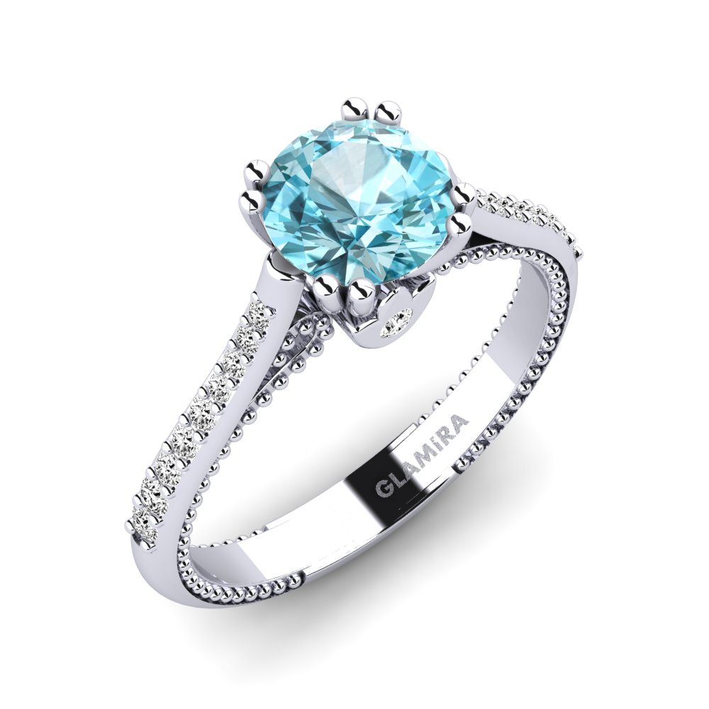 Đá Zircon Xanh Nhẫn đính hôn Puerza