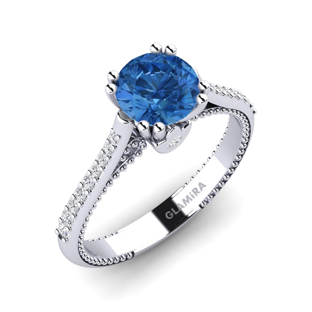 Dark Blue Zirconia Engagement Ring Puerza